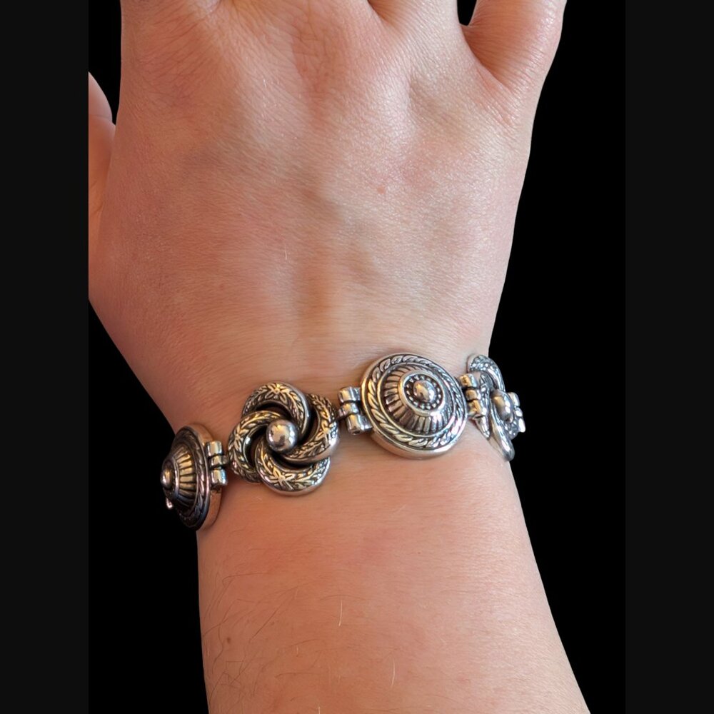 Brighton Retired Silver Plated Size 6.75-7.75" Adjustable Swirl Pattern Bracelet